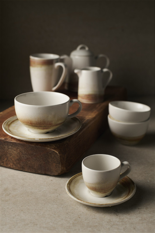 Sous tasse à cappuccino rond beige porcelaine vitrifiée Ø 15,6 cm Finca Dudson