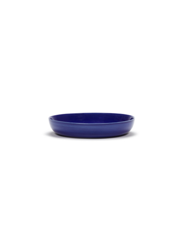 Assiette plate rond lapis lazuli swirl - stripes blancs grès Ø 22 cm Feast By Ottolenghi Serax