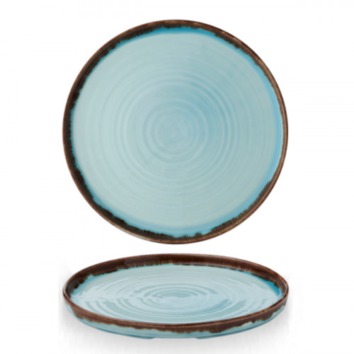 Assiette bord droit rond turquoise porcelaine Ø 26 cm Harvest Dudson
