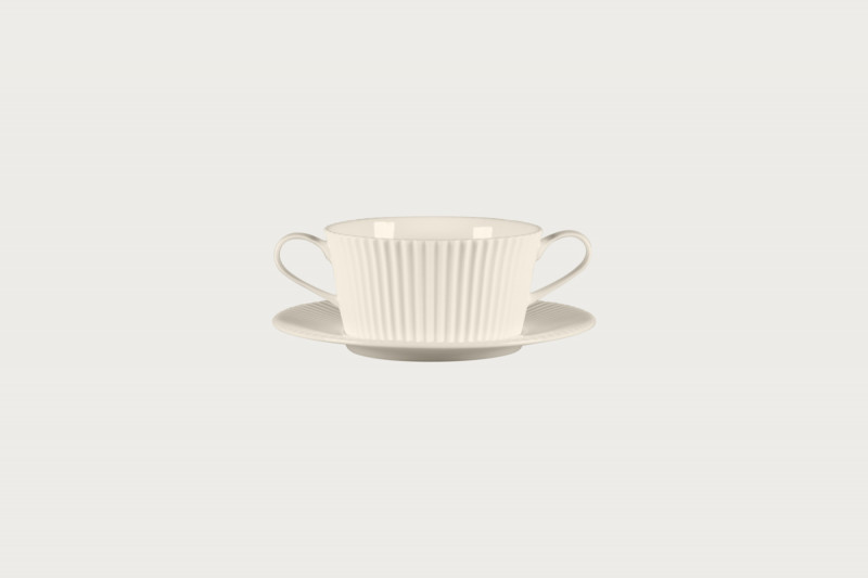 Tasse à bouillon avec 2 anses rond blanc porcelaine bone china 36,9 cl Ø 11,8 cm Spectra Rak