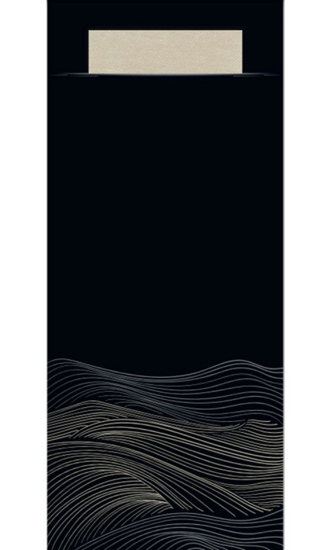 Pochette noir papier 20x10 cm Waves Pro.mundi (50 pièces)